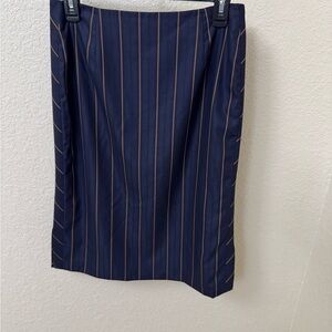 Escada Navy and Brown Pencil Skirt Wool Silk Made in Germany